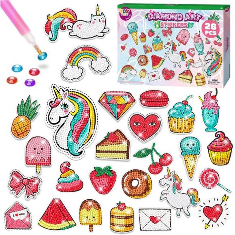 Diamond Painting Kits for Kids, Diamond Art for Kids, 26pcs Unicorn Stickers